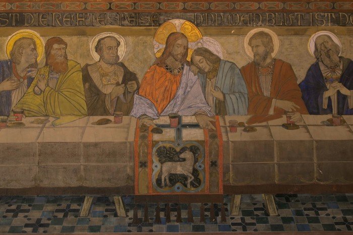 Foto mit Wandmalerei: Das letzte Abendmahl